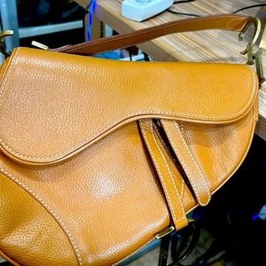 Vintage Dior saddle bag.  Camel leather